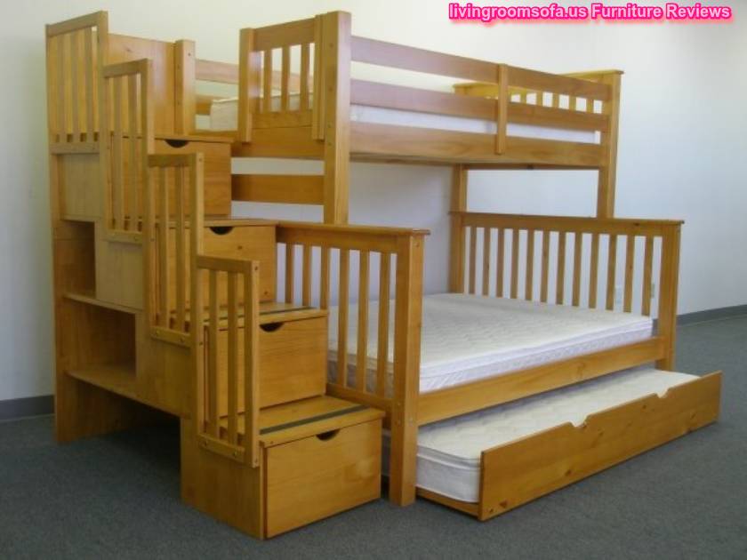 Stairway Bunk Bed Honey Trundle