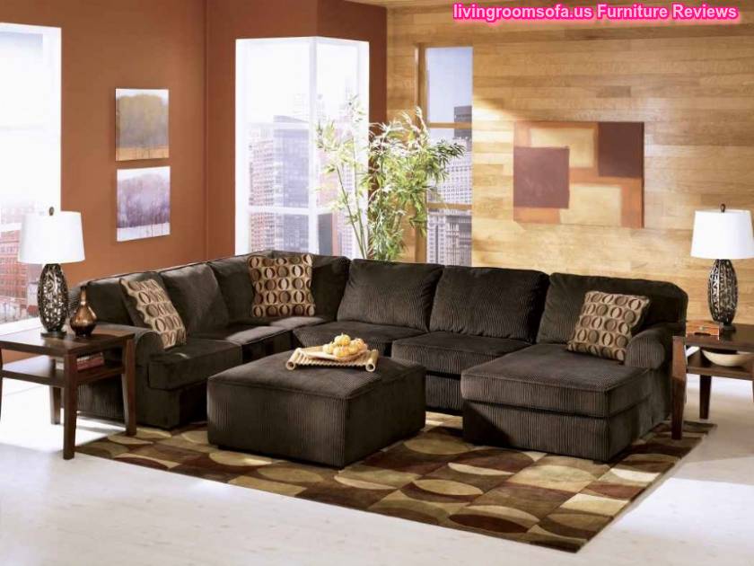  U Shaped Black Sectional For Living Room Design