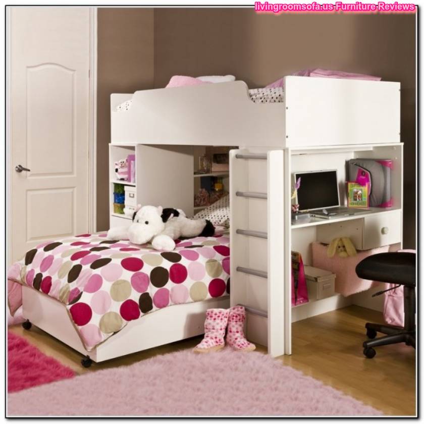 White And Modern Cool Loft Beds For Girls