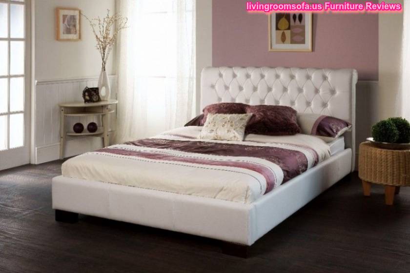  White Color Trendy Bed Frames Wooden Flooring Idea