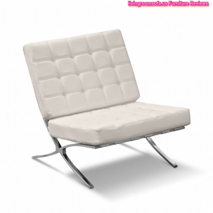  White Leather Living Room Accent Chair