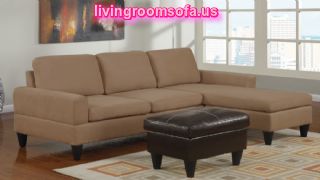  Beige Apartment Size Sectional Sofa L Shaped Small