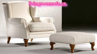  Beige Chair With Ottoman For Living Room