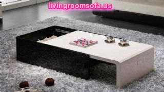 Black And White Modern Shiny Wood Coffee Table Boxed