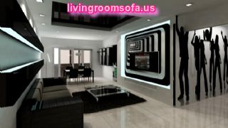 Black And White Living Room Design Sofa Wall Unit Table Chairs