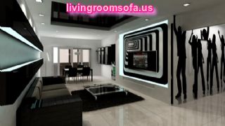  Black And White Living Room Design Sofa Wall Unit Table Chairs