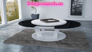  Black And White Wood Round Coffee Table