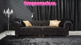  Black Fabric Chesterfield Couch For Living Room Design