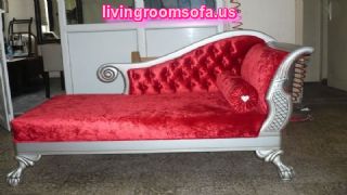 Excellent Red Velvet Bedroom Chaise Lounge