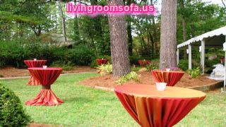  Exterior Red Fabric Banquet Cocktail Tables