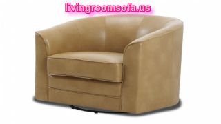 Leather Beige Swivel Chair For Living Room Picture