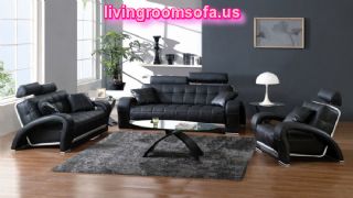  Modern Black Leather Sofa Set Amazing Living Room Design