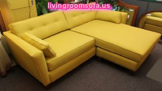  Modern Yellow Apartment Size Sectional Sofa