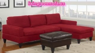  Modern Cherry Apartment Size Sectional Sofa