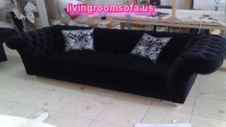 Beautiful Black Chesterfield Couch For Living Room Design Idea