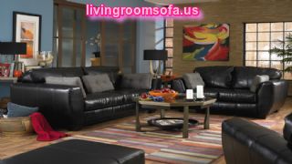  Black Living Room Furniture Sets Leather Sofa