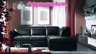  Classic Black Leather Sofa L Shaped