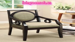 Contemporary Accent Chair Carvings On The Exposed Wood Arms