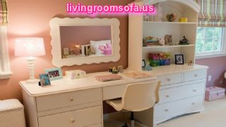 Contemporary Kids Stripes Bedroom Chest Drawers Pink Walls Dresser Wood Trim