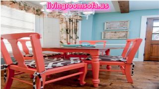 Wooden Coral Painted Chairs
