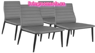 Four Gray Leather Chaises Design Ideas