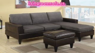 Grey Microfiber Two Tone Apartment Size Sectional