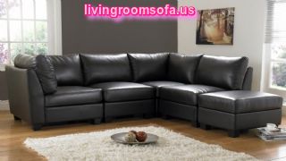 L Shaped Black Leather Sofa Living Room Design