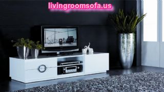 Marvelous White Contemporary Modern Tv Stands With Fur Rug Ideas