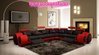 Minsk Black Red Bonded Leather Sectional Sofa By True Contemporarypng