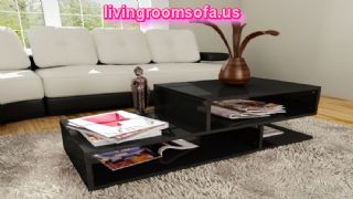  Modern Black Wood Boxed Coffee Table