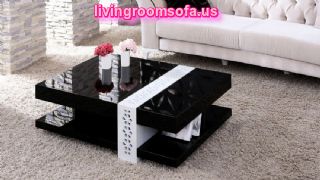  Modern Square Black Wood Coffee Table