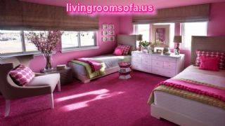 Polka Dots Pink Girls Twin Bedroom