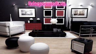  Red And Black Living Room Furniture Coffe Table Ottomans