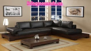  Stylish Black Leather Living Room L Shaped Sofa Design