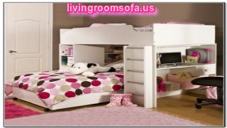 White And Modern Cool Loft Beds For Girls