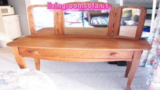 Wooden Antique Folding Vanity Mirror Design