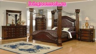  Wooden Classic Bedroom Bed Set Queen