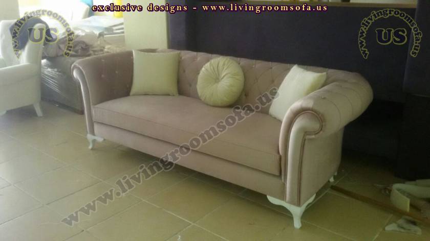 Beige Fabric Chesterfield Couch Designs