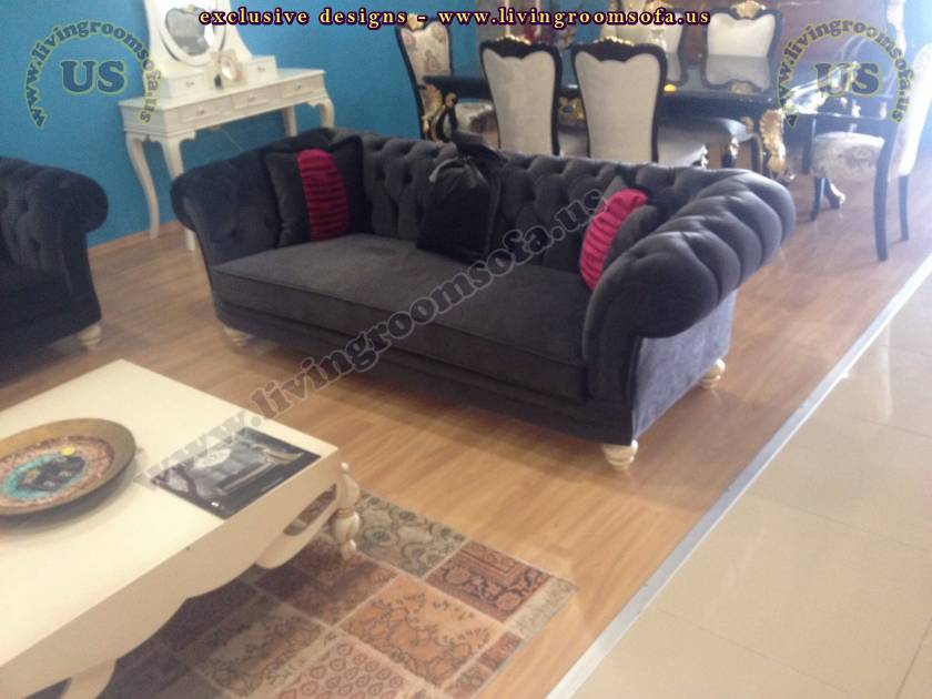 Black Fabric Chesterfield Sofa Design