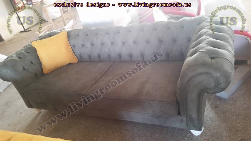 Black Nubuck Exclusive Chesterfield Sofa Design