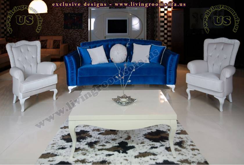 Blue White Avant Garde Sofa Set Beautiful Living Room Design