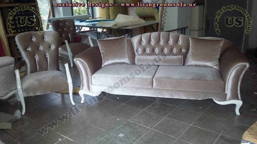 Gray Velvet Avant Garde Exclusive Sofa Set Living Room Design