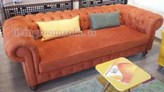 Carrot Orange Chesterfield Couch Design