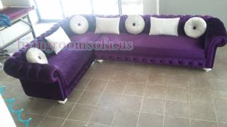 Purple Exclusive Chesterfield Sofa L Shaped Design