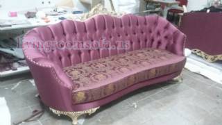 Traditional Couch Design Purple Fabric Exclusive Sofas