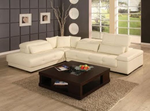 Livingroom Sofa, Modern Sectional White Leather Sofa