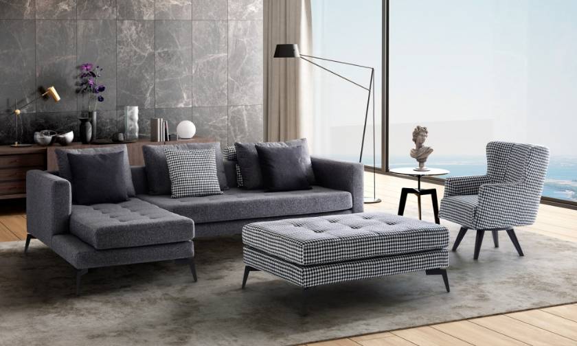 apartment size modern corner sofa with pouf and chair small spaces apartment size modern corner sofa with pouf and chair small spaces