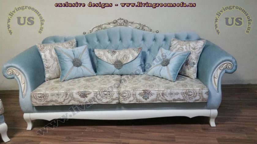 blue fabric luxury couch handmade design