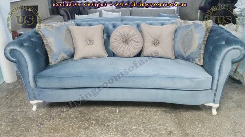 blue velvet casual comfort chesterfield sofas