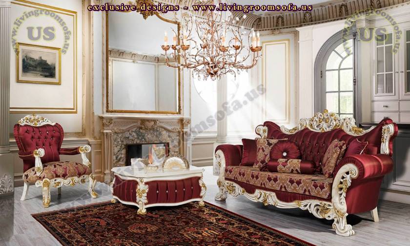 cherry retro sofa set elegant living room design